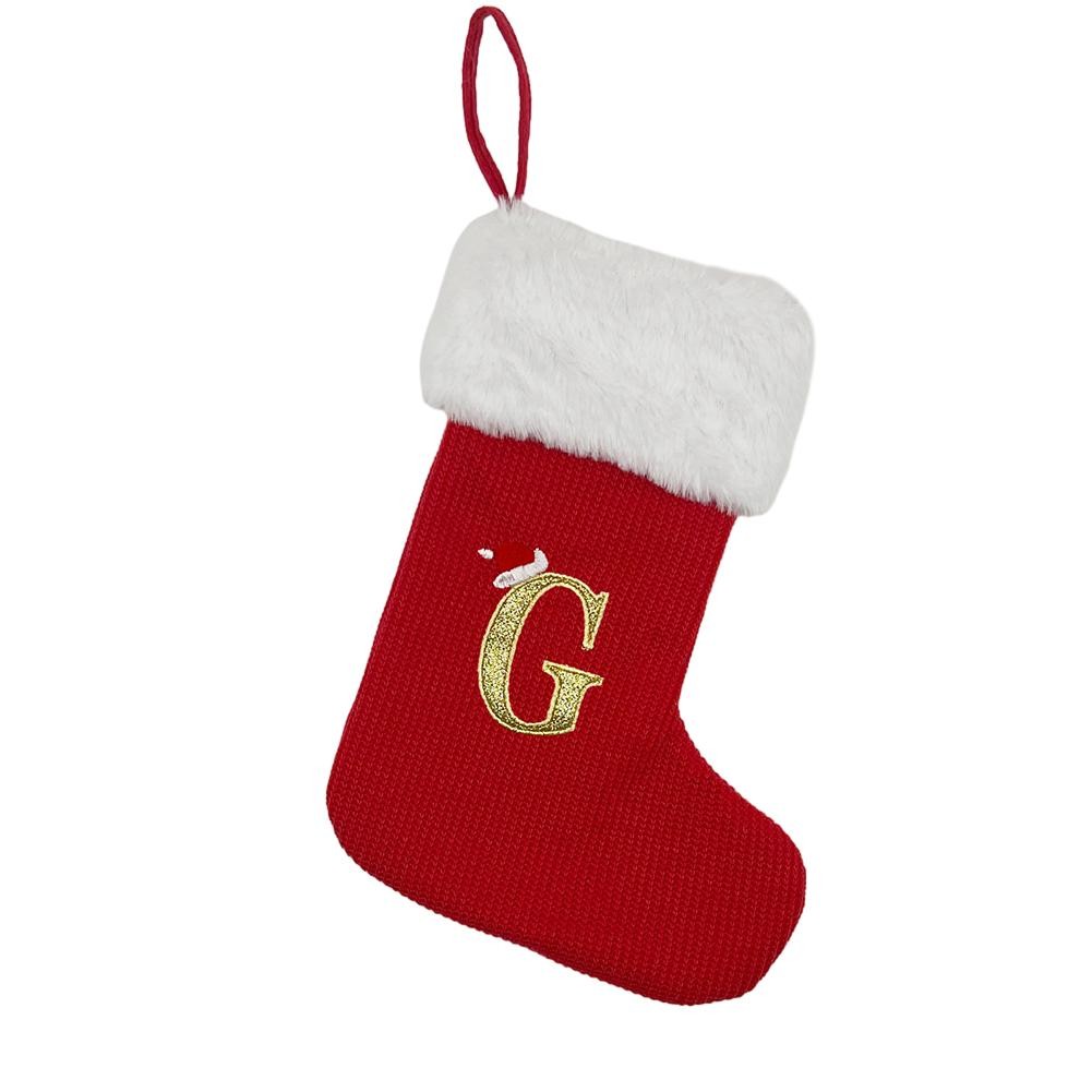Christmas Knitted Stocking Embroidered Monogram Pattern Christmas Socks Bag